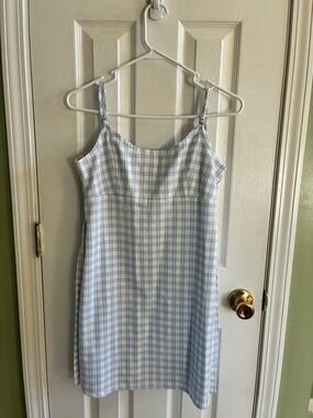 Brandy Melville Light Blue & White Check Slip Dress